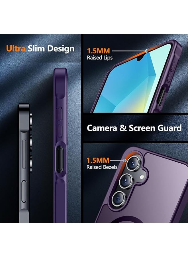 Designed for Magnetic Samsung Galaxy A16 Case,[Compatible with MagSafe] [Military Grade Drop Protection] Slim Translucent Matte Shockproof with Anti-Fingerprint Phone Case (Dark Purple) - Image 2