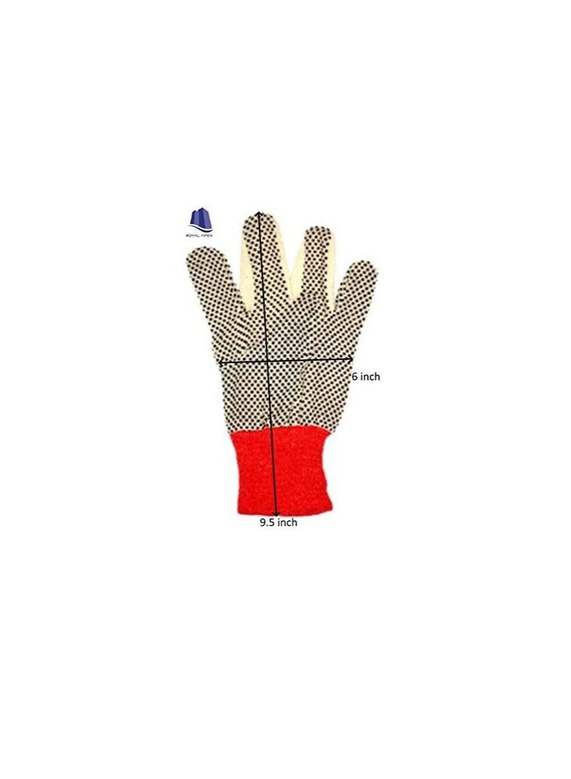 Drill Doted Cotton Gloves Knitted Glove Safety Dotted Grip Free Size 8OZ (1 Pair) - Image 2