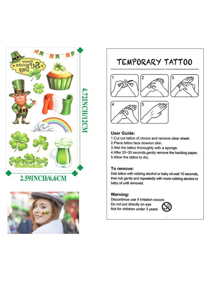 Moncinday St. Patrick's Day Temporary Tattoos, Clover Fake Tattoos Face Body Tattoos Stickers for St. Patrick's Day Party favors Supplies Apparel Accessories - Image 3