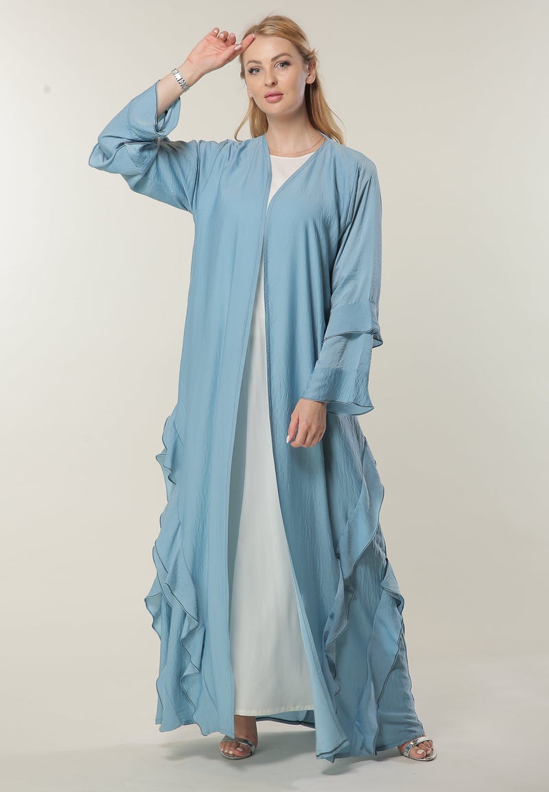 Moistreet Frills Hem Casual Abaya - Image 2