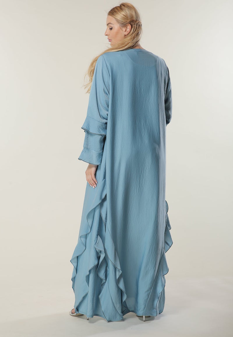Moistreet Frills Hem Casual Abaya - Image 3