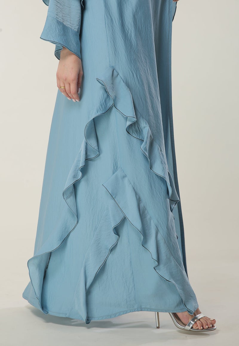 Moistreet Frills Hem Casual Abaya - Image 4