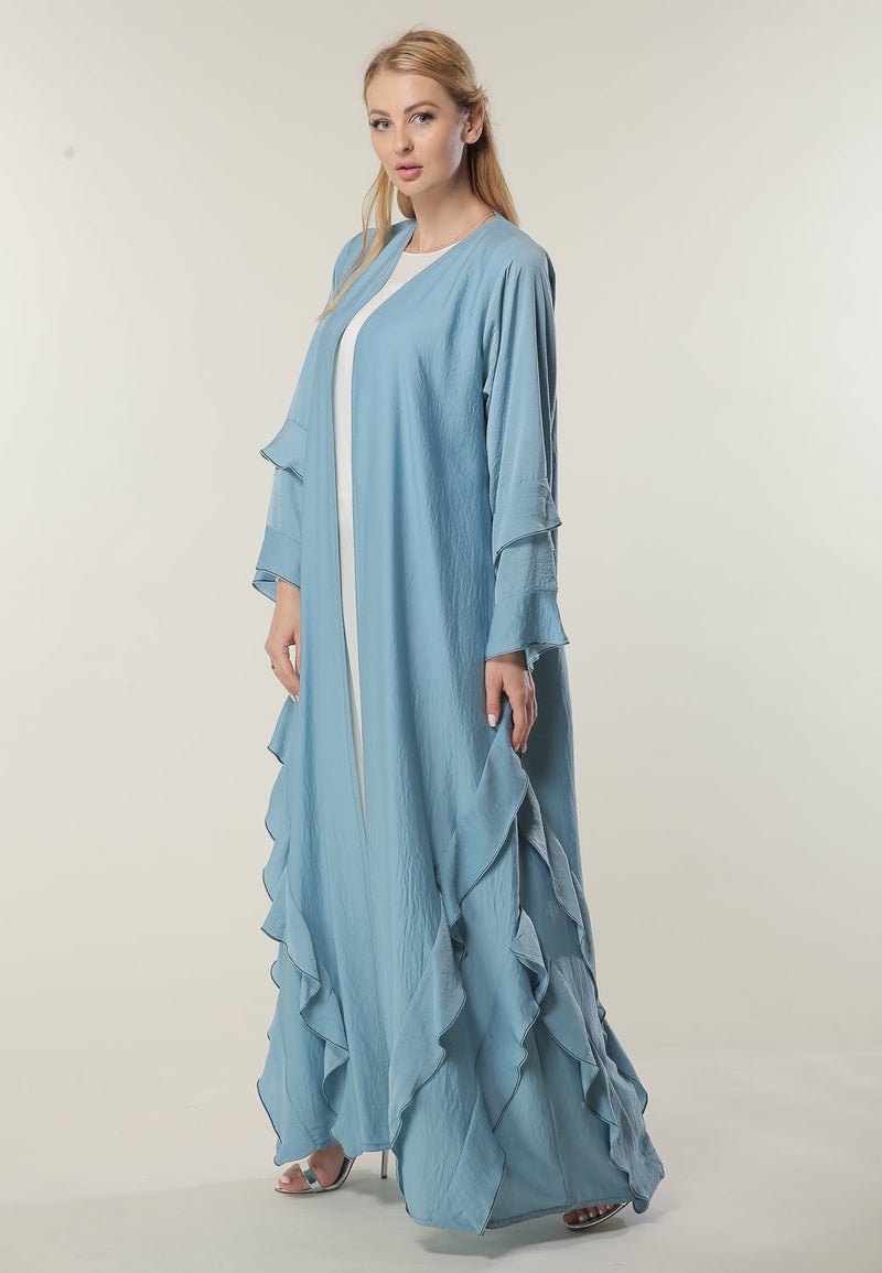 Moistreet Frills Hem Casual Abaya - Image 5