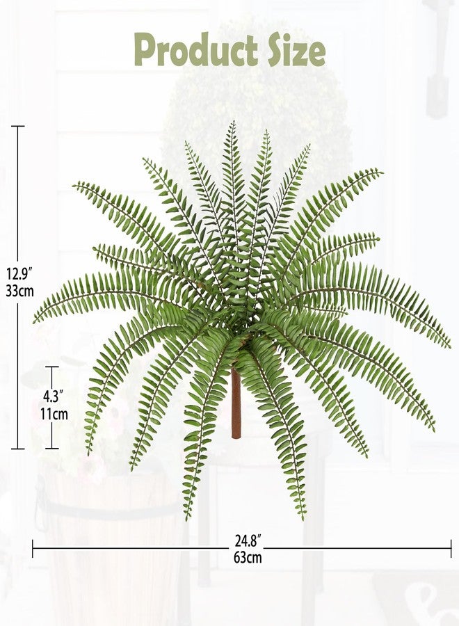 Briful 2Pack Artificial Boston Fern Plant 24.8in Lifelike Faux Ferns Bush Fake Hanging Greenery for Home Office Indoor Outdoor Garden Planter Decor - Image 2