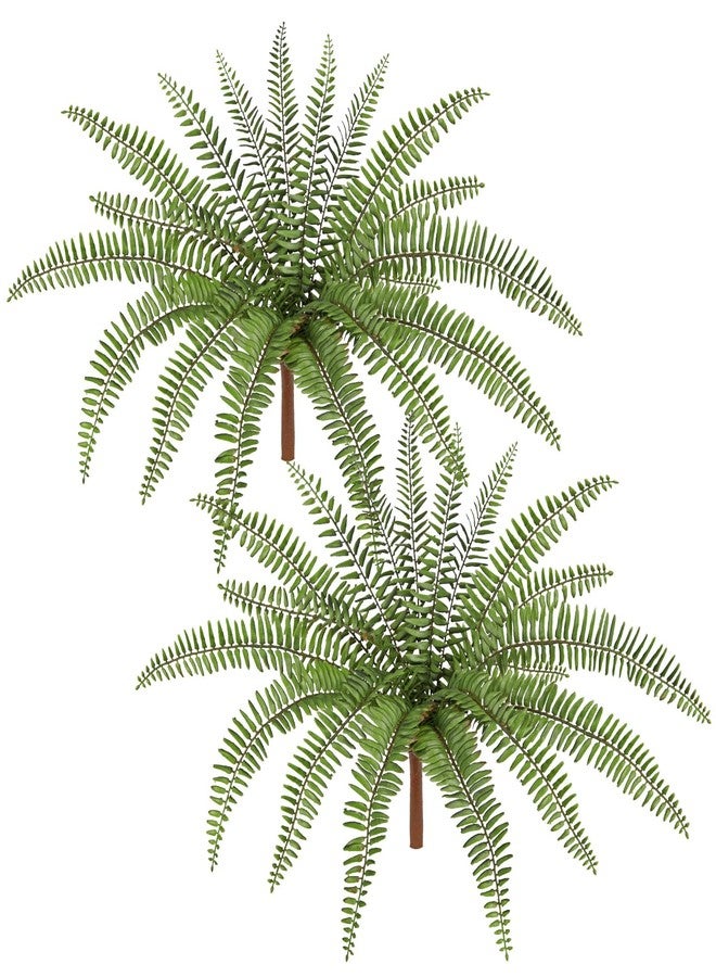 Briful 2Pack Artificial Boston Fern Plant 24.8in Lifelike Faux Ferns Bush Fake Hanging Greenery for Home Office Indoor Outdoor Garden Planter Decor - Image 1