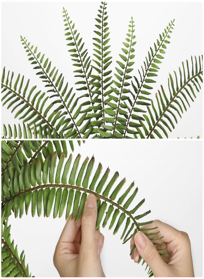 Briful 2Pack Artificial Boston Fern Plant 24.8in Lifelike Faux Ferns Bush Fake Hanging Greenery for Home Office Indoor Outdoor Garden Planter Decor - Image 3