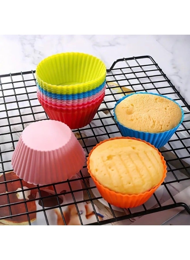 FALMER 12 Pieces Of Reusable Silicone Muffin Cupcake Cups, 7Cm Multicolored - Image 2