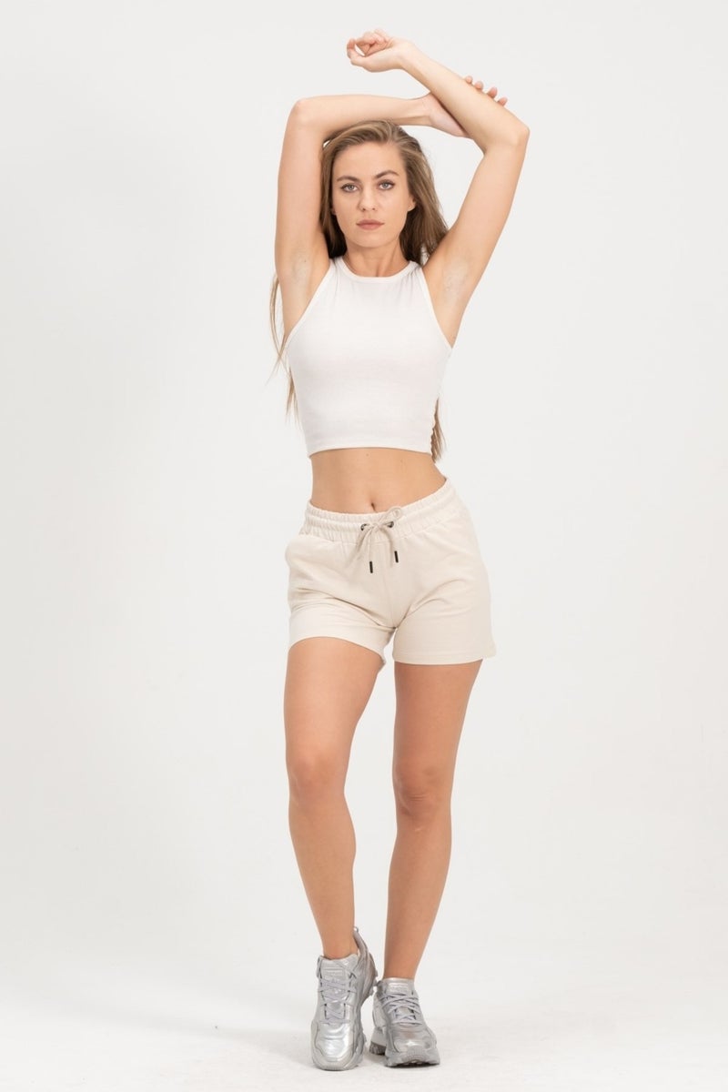 RICH Women's Beige Shorts Mini Sports Shorts  - Image 5