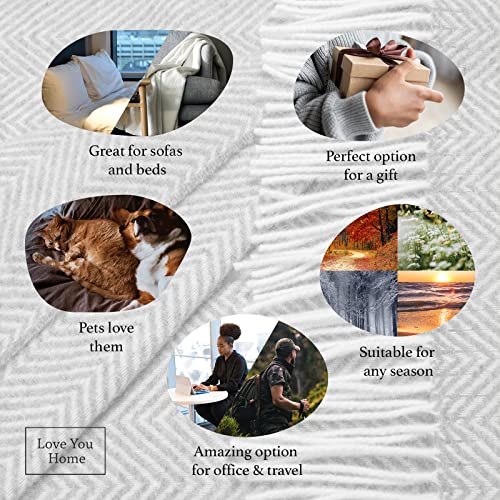 LYHome Merino Wool Blanket - Warm Throw for Cold Weather, Warmest Travel Outdoor Camping Blankets, Picnic Army and Military Throws, Comforter Soft & Cozy (55" x 79" Dark Grey with White Chevron) - Image 4