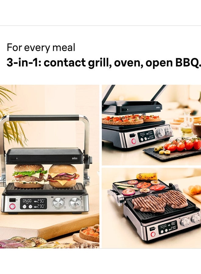 Braun MultiGrill 7 Contact Grill, 2000 Watts, 3-in-1 Cooking Positions - CG 7040 Black/Stainless Steel 2000 W CG 7040 Black/Stainless Steel - Image 4