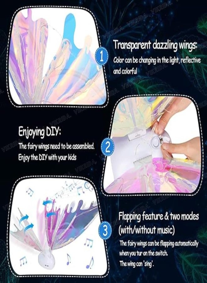 VikriDA LED Butterfly Fairy Wings for Girls & Women | Light-Up Angel Wings | Glowing Princess Dress-Up Accessory Toy - Multicolor - Image 4