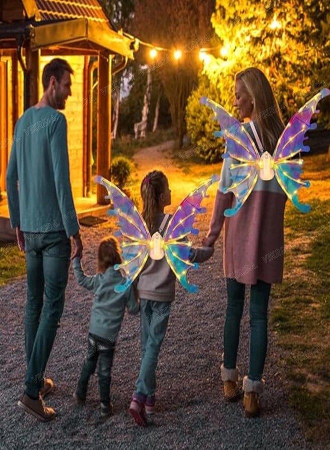 VikriDA LED Butterfly Fairy Wings for Girls & Women | Light-Up Angel Wings | Glowing Princess Dress-Up Accessory Toy - Multicolor - Image 3