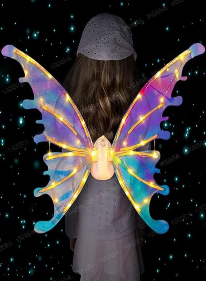 VikriDA LED Butterfly Fairy Wings for Girls & Women | Light-Up Angel Wings | Glowing Princess Dress-Up Accessory Toy - Multicolor - Image 1