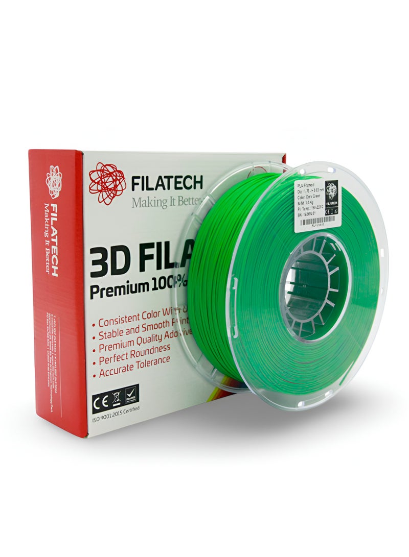 Filatech Premium PLA 3D Printing Filament – Dark Green | Made in UAE | Non-Toxic, Easy Extrusion, Ideal for High-Precision Prints  - Image 1