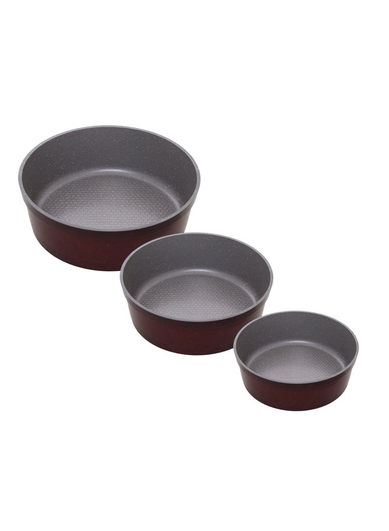Solingen 3-Piece Round Granite Oven Tray Set (30/28/26 Cm) - Maroon - Image 2