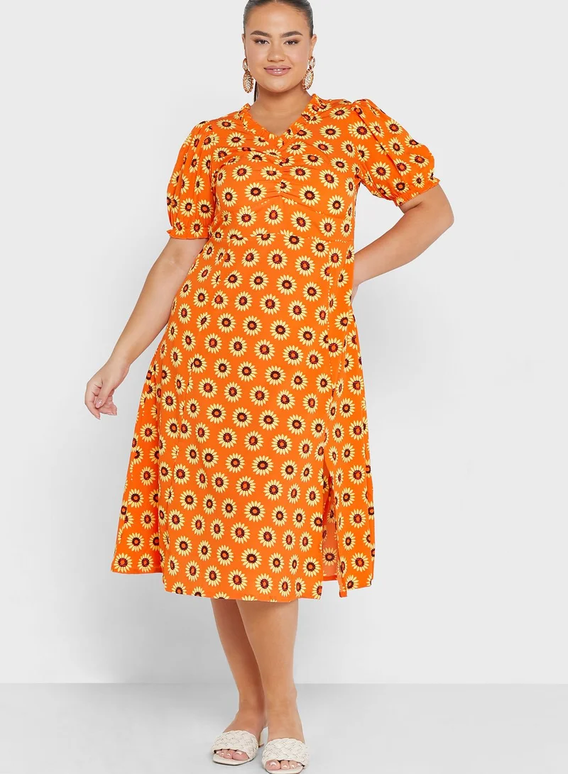 Ginger Plus Puff Sleeve Printed Dress
