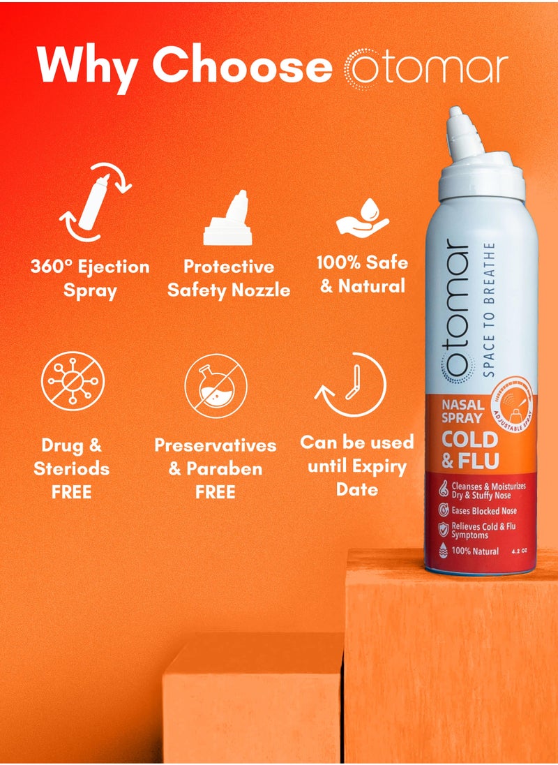 otomar Cold and Flu Adults Hypertonic Nasal Saline Spray 125ml  - Image 5