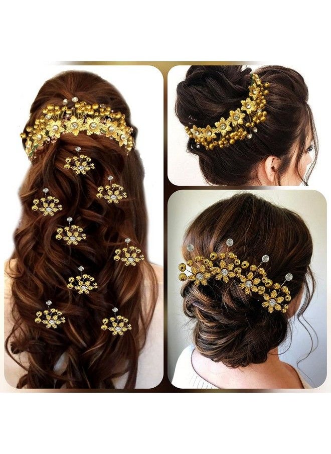 Hair Flare Women Attractive Artificial Rounded Golden And Pearl Wedding Hair Accessories/Hair Pins/Juda Pins For Women And Girls Combo(1687 & 2145) Golden Pack Of 1  - Image 5