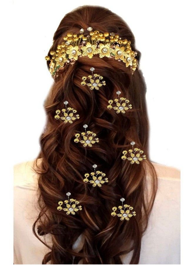 Hair Flare Women Attractive Artificial Rounded Golden And Pearl Wedding Hair Accessories/Hair Pins/Juda Pins For Women And Girls Combo(1687 & 2145) Golden Pack Of 1  - Image 2