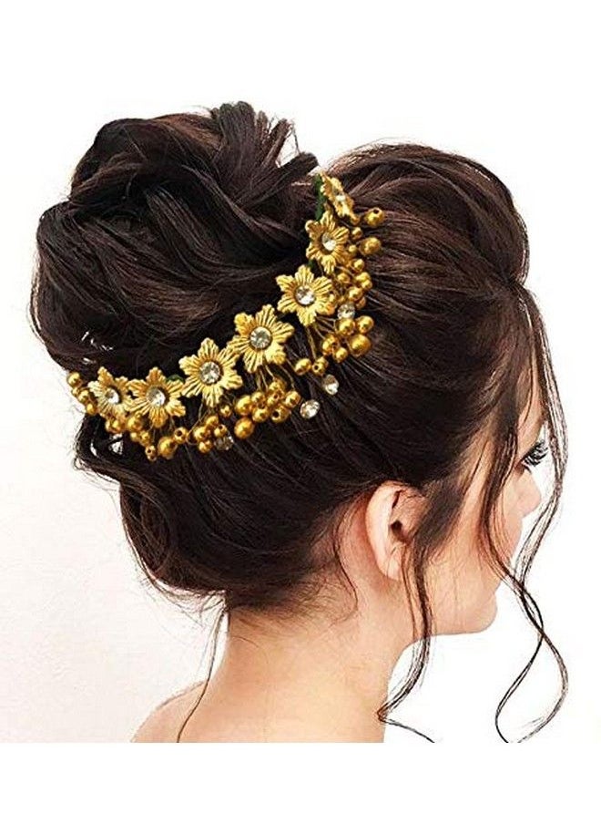 Hair Flare Women Attractive Artificial Rounded Golden And Pearl Wedding Hair Accessories/Hair Pins/Juda Pins For Women And Girls Combo(1687 & 2145) Golden Pack Of 1  - Image 3