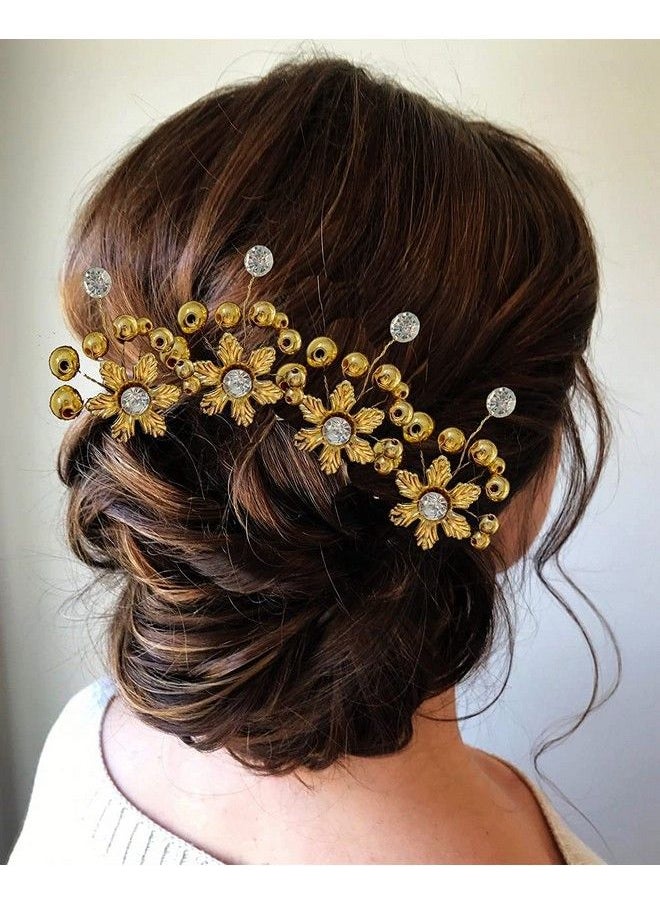 Hair Flare Women Attractive Artificial Rounded Golden And Pearl Wedding Hair Accessories/Hair Pins/Juda Pins For Women And Girls Combo(1687 & 2145) Golden Pack Of 1  - Image 4