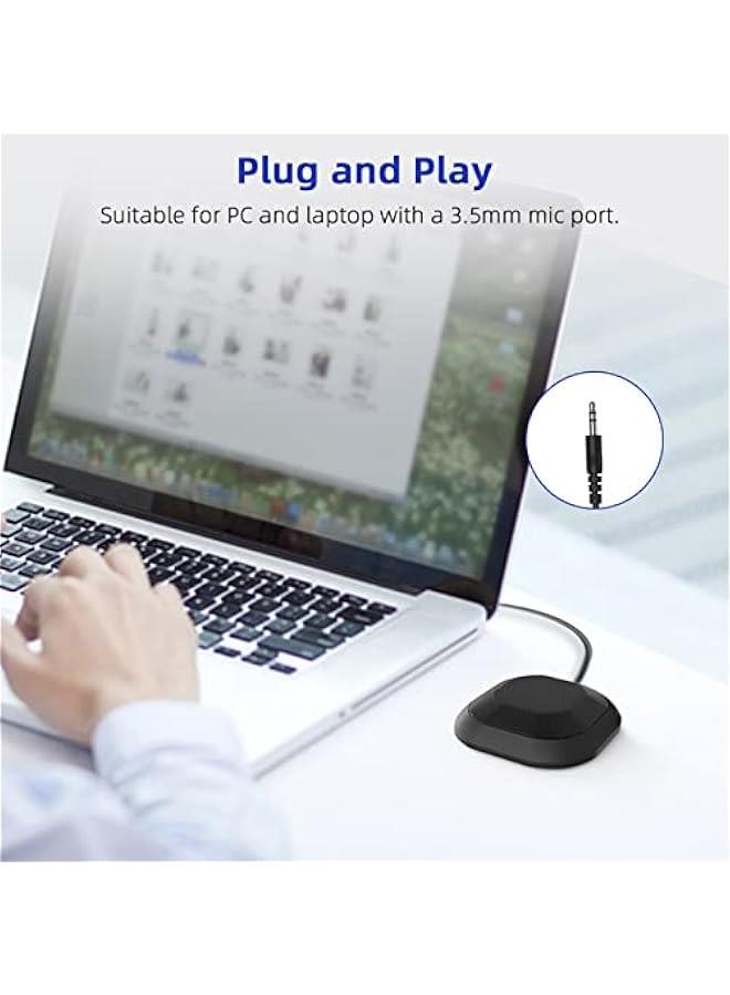 LOUJIN Portable 3.5mm Plug Conference Microphone 360° Omnidirectional Condenser Computer PC Mic Plug and Play Small Microphone for PC Laptop Video Conference Chatting Gaming Recording Online Class Sky - Image 2