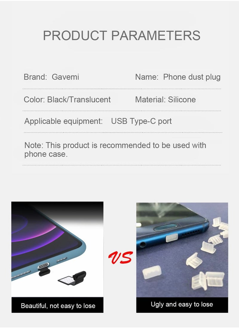 USB C Dust Plug, 2 Pcs USB C Dust Cover Compatible with Samsung Galaxy S22, S21, S20,S10, Note 20, USB C Cover Cap for Pixel, Any Smartphone or MacBook Laptop with Type C Port, Black