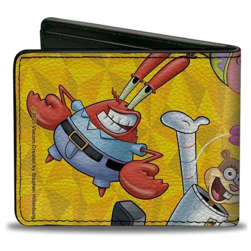Buckle Down Nickelodeon Wallet, Bifold, SpongeBob SquarePants Characters Pose Toss Yellows, Vegan Leather - Image 2