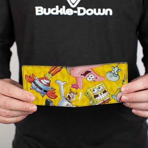 Buckle Down Nickelodeon Wallet, Bifold, SpongeBob SquarePants Characters Pose Toss Yellows, Vegan Leather - Image 4