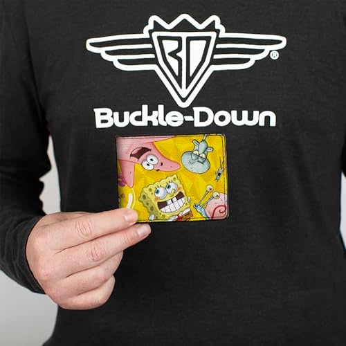 Buckle Down Nickelodeon Wallet, Bifold, SpongeBob SquarePants Characters Pose Toss Yellows, Vegan Leather - Image 3