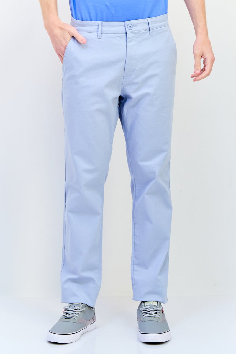 Celio Men Slim Fit Solid Chino Pants, Light Blue - Image 1
