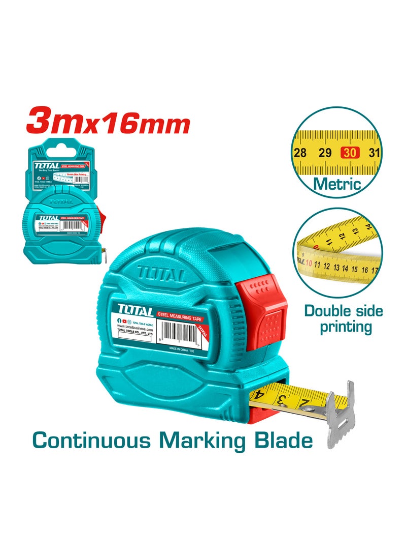 TOTAL Total  Steel Measuring Tape 3M X 16Mm  Tmt34316M