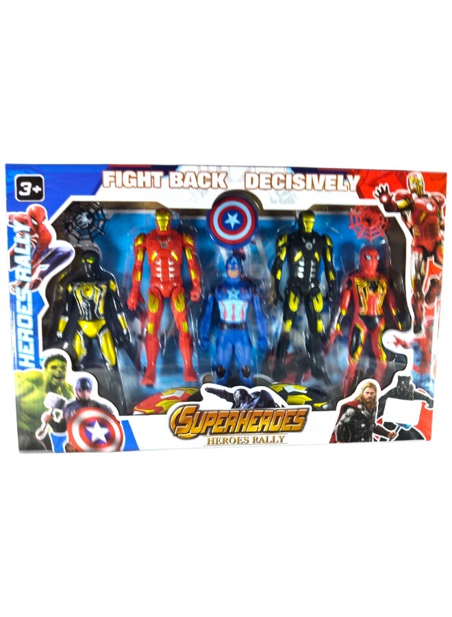 GTG TOYS Superhero Set, 5 Action Figures, Plastic, Assorted Colors, For Children 3 Years and Up - Image 1