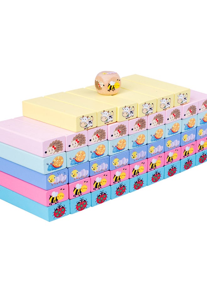 Children's Wooden 51-grain Stacked High Digital Color Animal Stacked Laminated Laminated Building Blocks Educational Toys - Image 4