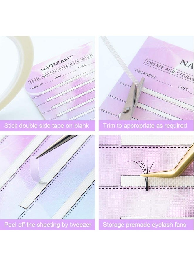 NAGARAKU - Eyelash Extension Storage Card Premade Fans Volume Lash Storage 2Mm Sticky Strip False Eyelashes Paper Card (20 Sheets With 1 Roll Tape) - Image 1
