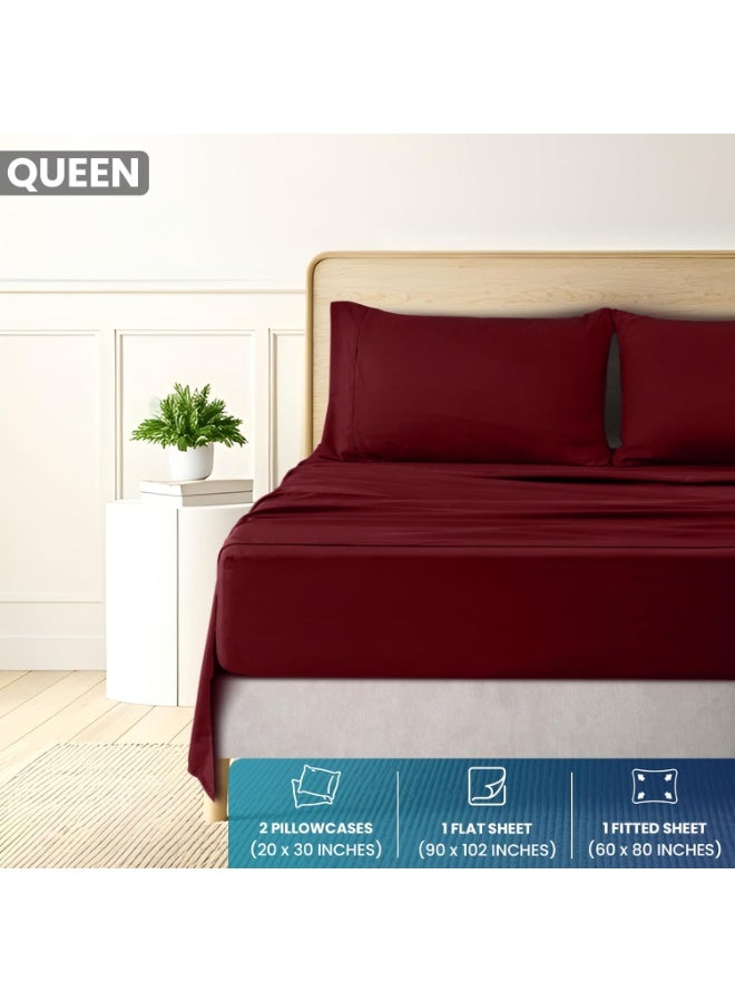 Utopia Bedding Queen Sheet Set - Brushed Microfiber - Soft Bed Sheets for Queen Size Bed Set - Includes 1 Fitted, 1 Flat, & 2 Pillow Cases - Deep Pocket (Burgundy) - Image 4