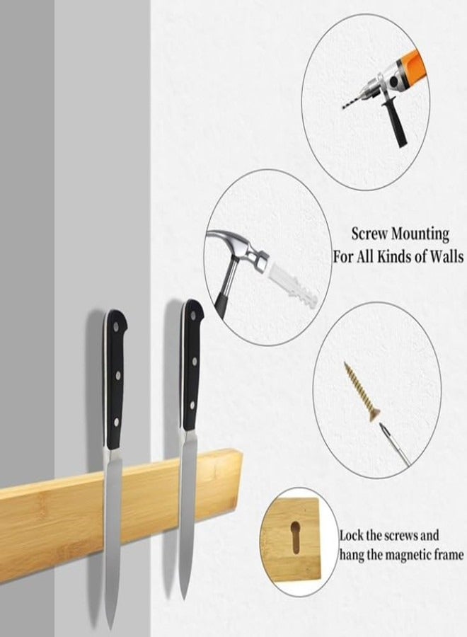 أوساويك شريط سكين مغناطيسي 16 بوصة ، حامل سكين مغناطيسي قوي للخشب من الخشب الجدران ، رف بار المطبخ المطبخ على الحائط لأدوات المطبخ المنزلي - Image 3