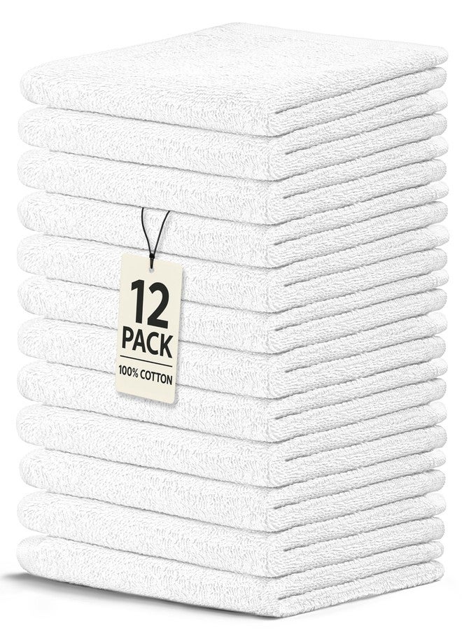 Crystal Ridge Cotton Wash Cloths 12 Pack - Washcloths for Showering, Face and Body, Soft and Highly Absorbent Multipurpose Towels for Bathroom, Kitchen, Spa and Gym - Wash Rags 12 x12 (White) - Image 1