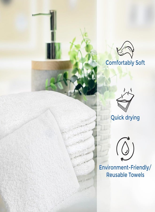 Crystal Ridge Cotton Wash Cloths 12 Pack - Washcloths for Showering, Face and Body, Soft and Highly Absorbent Multipurpose Towels for Bathroom, Kitchen, Spa and Gym - Wash Rags 12 x12 (White) - Image 5