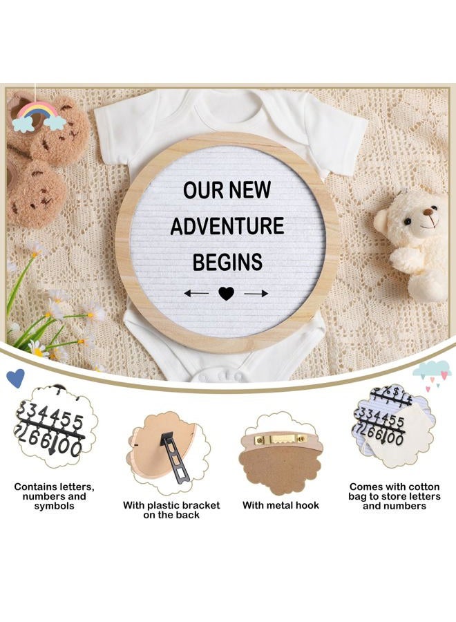 Canlierr 8 Pcs Pregnancy Announcement Set Pregnancy Reveal Ideas Include Felt Letter Round Board Kit Baby Bodysuit Booties Wood Blocks Wooden Signs for Coming Soon Baby Announcement(White) - Image 3
