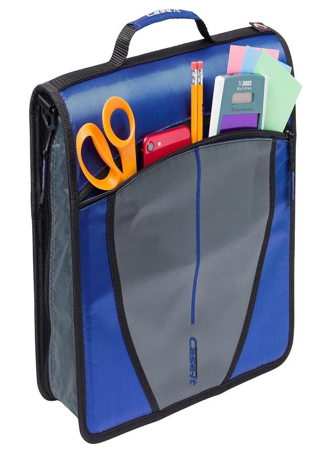 Case It 169802 Case-it Mighty Zip Tab 3-Inch 3-Ring Zipper Binder Blue (D-146 Blue) - Image 4