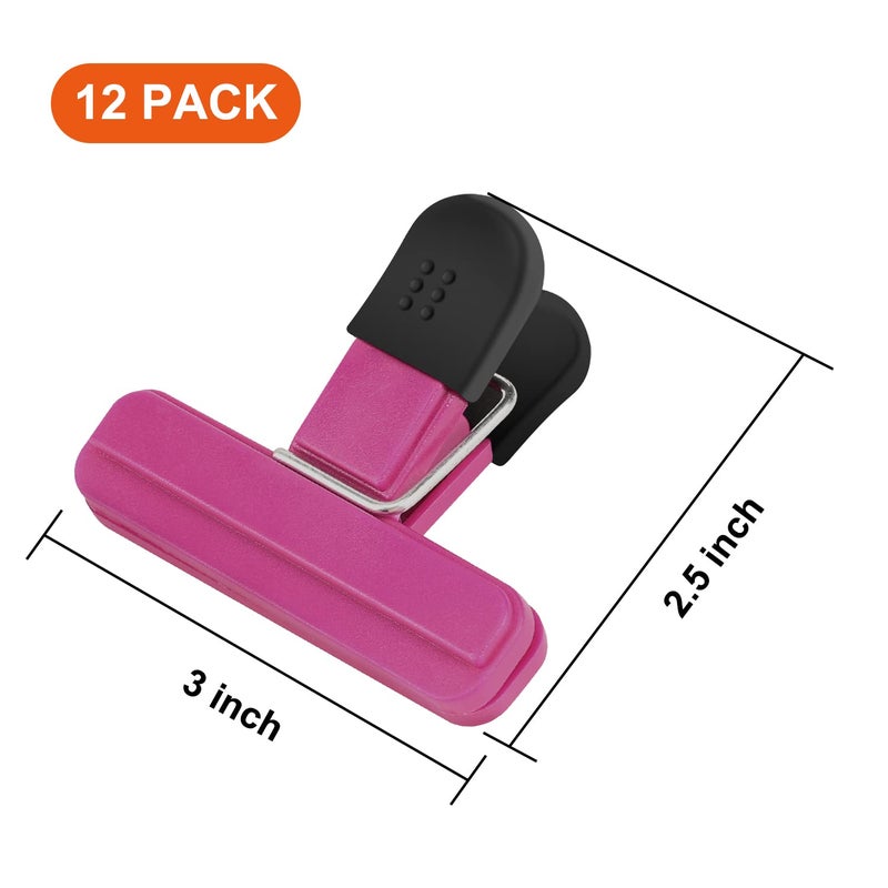 Tacgea Chip Clips  12 Pack Food Clips  Bag Clips For Food Storage With Air Tight Seal Grip (3''X2.5'') - Image 2