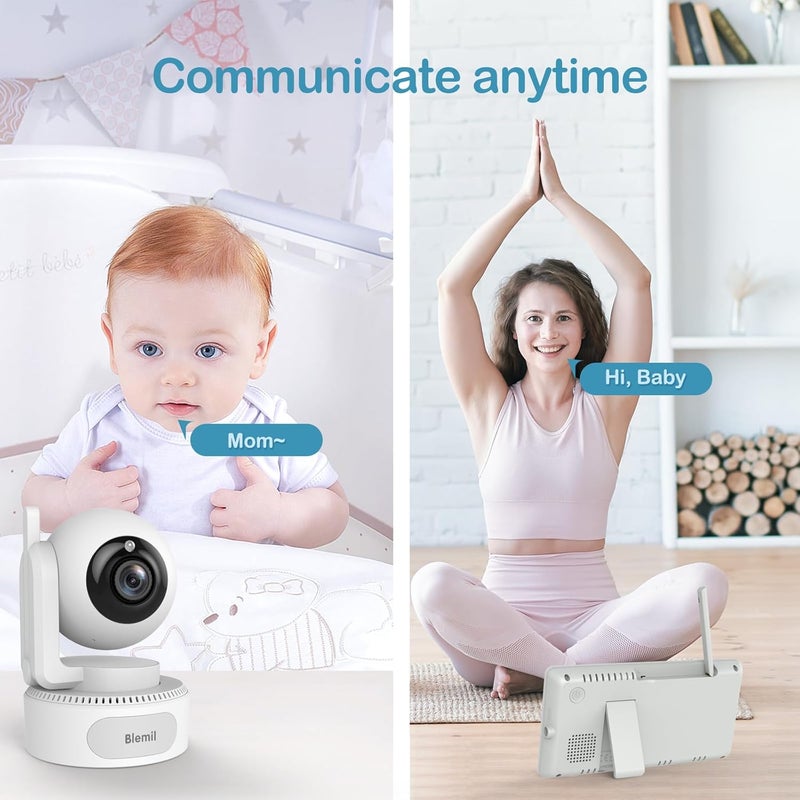 Blemil Baby Monitor 55 HD SplitScreen with 4000mAh Battery Panoramic Zoom Video Baby Monitor with Camera and Audio Infrared Night Vision ECO and TwoWay Calling - Image 5