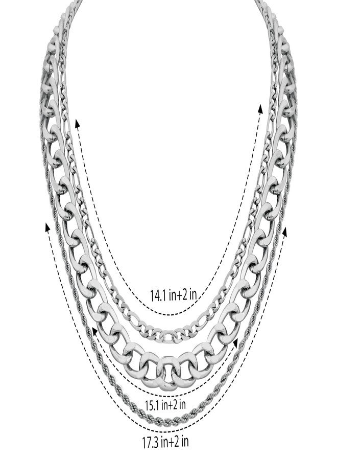 Sacina Goth Silver-tone Layered Choker Chunky Silver-tone Necklace, Chunky Grunge Emo Necklace, Christmas Jewelry Gift for Women - Image 5