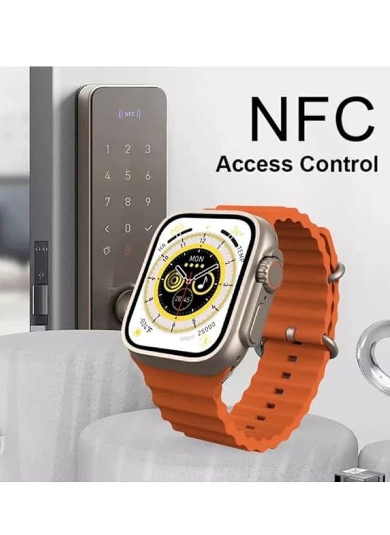 W&O - Wearfit Pro X8 Ultra max Series 8 Smartwatch Screen 2.2 Inch Full Screen  IPS display -NFC - Bluetooth V5 Call- Voice Assistant - Wireless Charging - Waterproof IP67 SmartWatch (Black) - Image 1