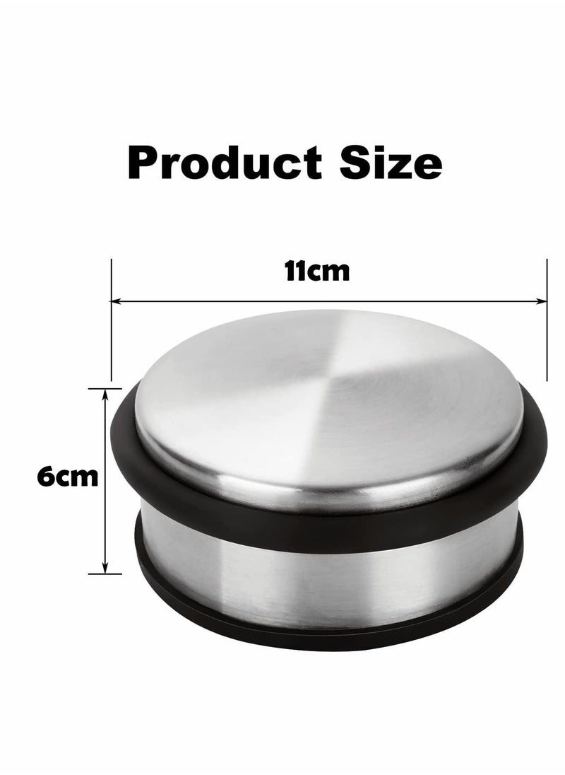 Generic 4 PcsDoor Stop Stainless Steel, Heavy Duty Chrome Door Stopper with Rubber Buffer Ring, Metal Round Door Stoppers for Floor, Safety Door Wedge for Home Office  - Image 3