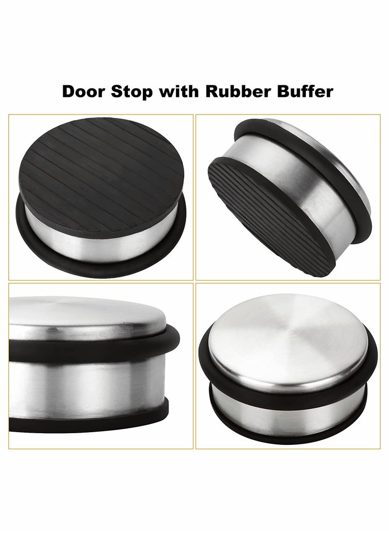 Generic 4 PcsDoor Stop Stainless Steel, Heavy Duty Chrome Door Stopper with Rubber Buffer Ring, Metal Round Door Stoppers for Floor, Safety Door Wedge for Home Office  - Image 4