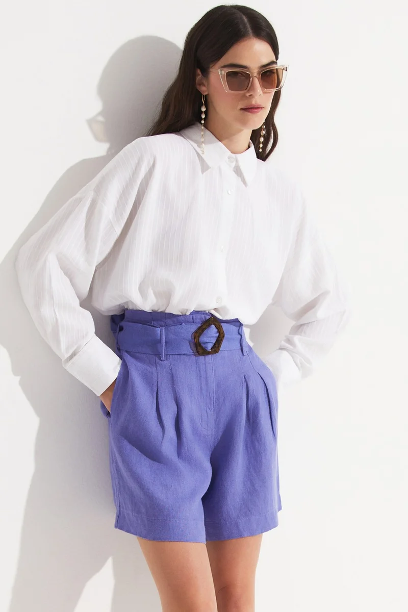 جون Women's Cotton Striped Wide Pattern Woven Shirt