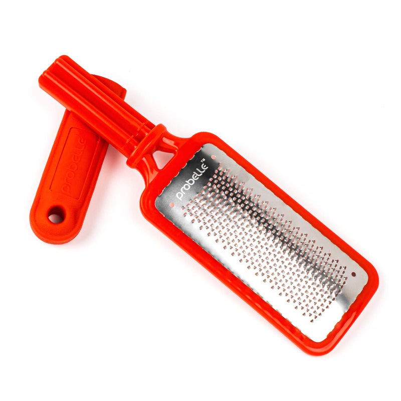 Probelle Colossal Foot Rasp Metal Foot File, Callus Remover for Pedicure Foot Spa, Stainless Steel Foot Scrubber, Dead Skin Remover, Best Foot Care Scraper, Instant Results, Removable Handle, Red - Image 1