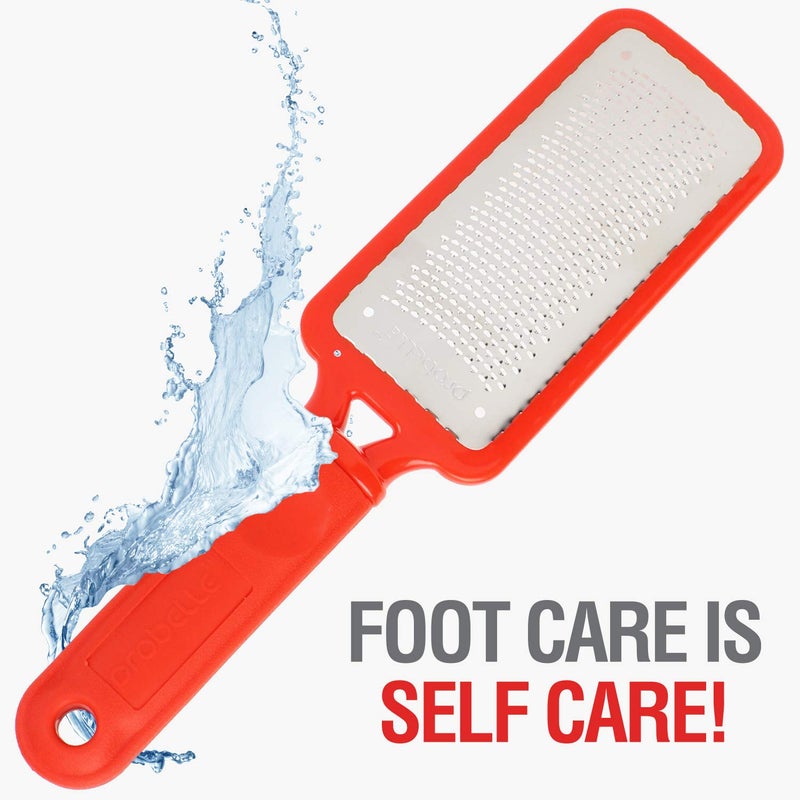 Probelle Colossal Foot Rasp Metal Foot File, Callus Remover for Pedicure Foot Spa, Stainless Steel Foot Scrubber, Dead Skin Remover, Best Foot Care Scraper, Instant Results, Removable Handle, Red - Image 3